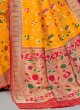 Yellow And Red Color Banarasi Silk Saree